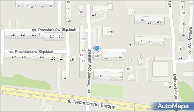 Żory, Osiedle Powstańców Śląskich, 14F, mapa Żor