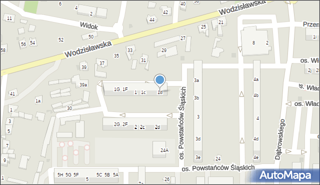 Żory, Osiedle Powstańców Śląskich, 1d, mapa Żor