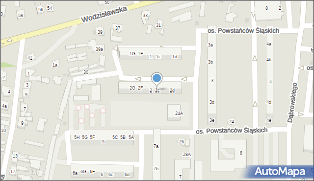 Żory, Osiedle Powstańców Śląskich, 2c, mapa Żor