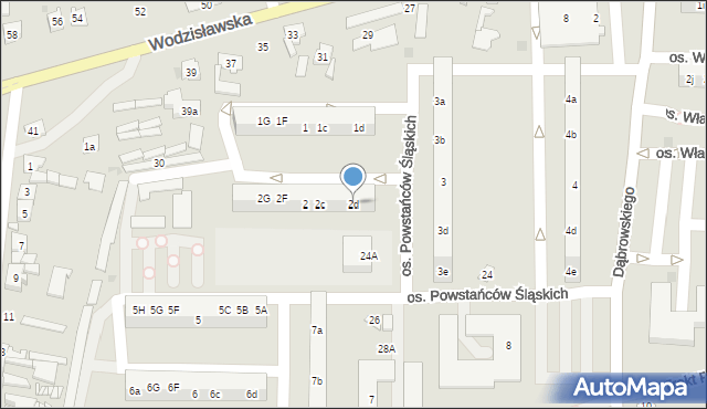 Żory, Osiedle Powstańców Śląskich, 2d, mapa Żor