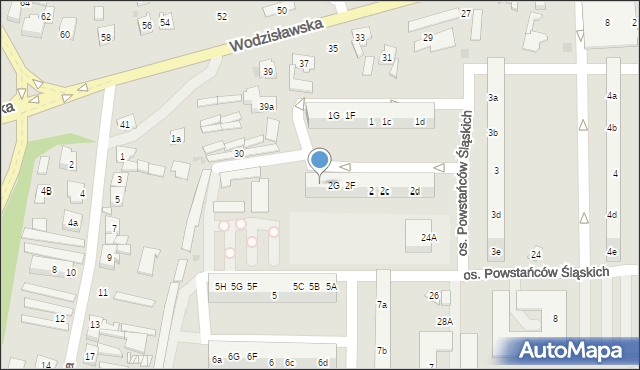 Żory, Osiedle Powstańców Śląskich, 2H, mapa Żor