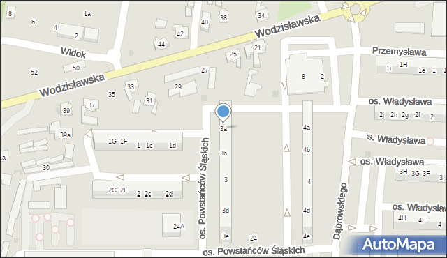 Żory, Osiedle Powstańców Śląskich, 3a, mapa Żor