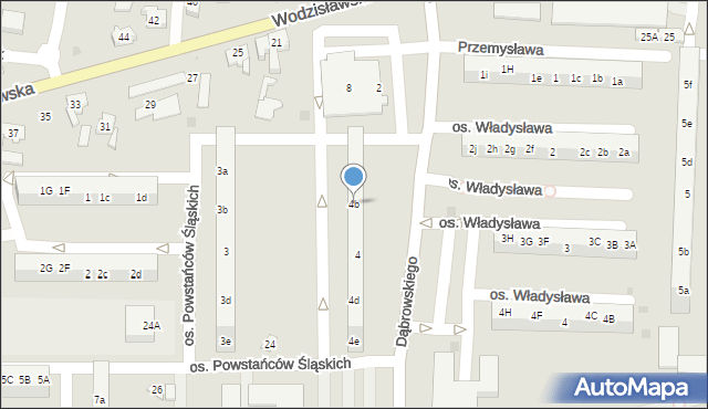 Żory, Osiedle Powstańców Śląskich, 4b, mapa Żor
