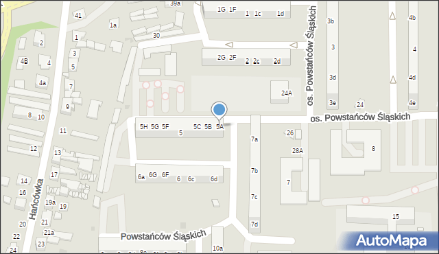 Żory, Osiedle Powstańców Śląskich, 5A, mapa Żor