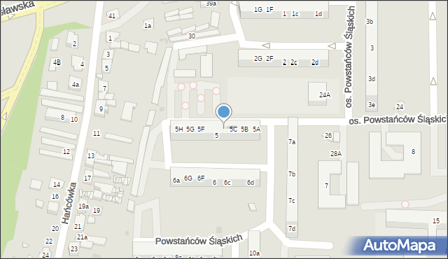 Żory, Osiedle Powstańców Śląskich, 5D, mapa Żor