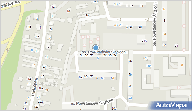 Żory, Osiedle Powstańców Śląskich, 5E, mapa Żor