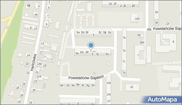 Żory, Osiedle Powstańców Śląskich, 6E, mapa Żor