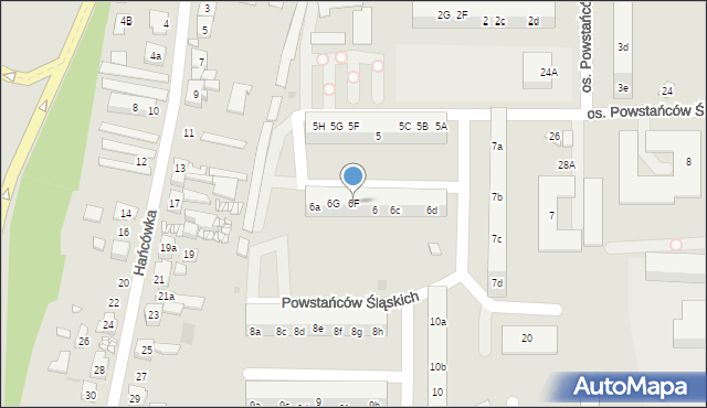 Żory, Osiedle Powstańców Śląskich, 6F, mapa Żor