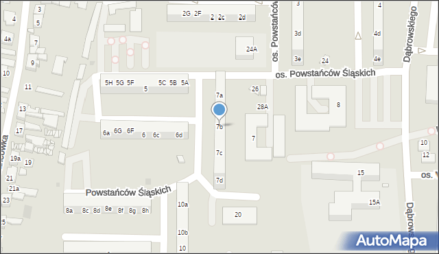 Żory, Osiedle Powstańców Śląskich, 7b, mapa Żor