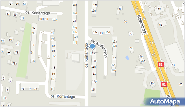 Żory, Osiedle Korfantego, 11a, mapa Żor