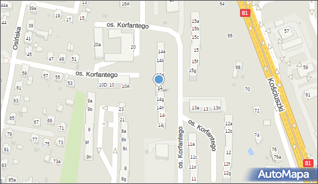 Żory, Osiedle Korfantego, 14f, mapa Żor