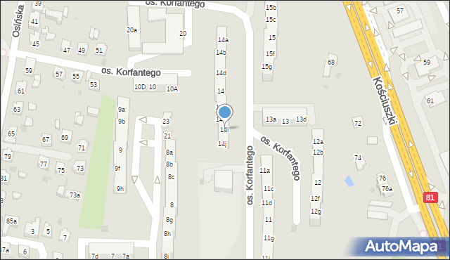 Żory, Osiedle Korfantego, 14i, mapa Żor