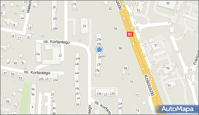 Żory, Osiedle Korfantego, 15, mapa Żor