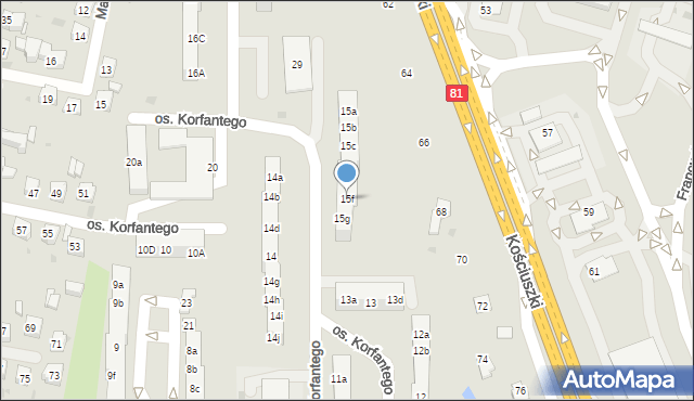 Żory, Osiedle Korfantego, 15f, mapa Żor