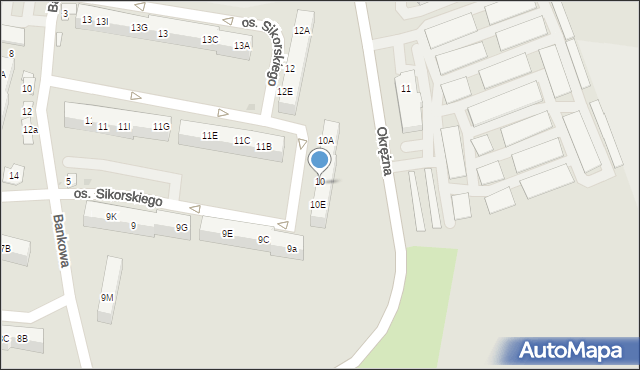 Żory, Osiedle Sikorskiego Władysława, gen., 10D, mapa Żor