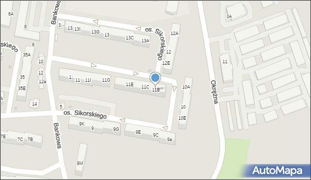 Żory, Osiedle Sikorskiego Władysława, gen., 11B, mapa Żor