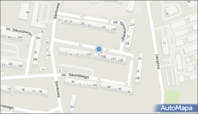 Żory, Osiedle Sikorskiego Władysława, gen., 11F, mapa Żor