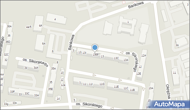 Żory, Osiedle Sikorskiego Władysława, gen., 13G, mapa Żor
