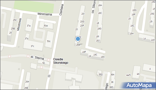 Żory, Osiedle Sikorskiego Władysława, gen., 20A, mapa Żor
