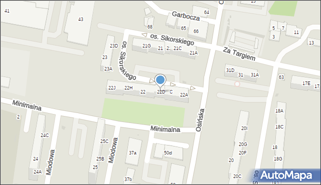 Żory, Osiedle Sikorskiego Władysława, gen., 22D, mapa Żor