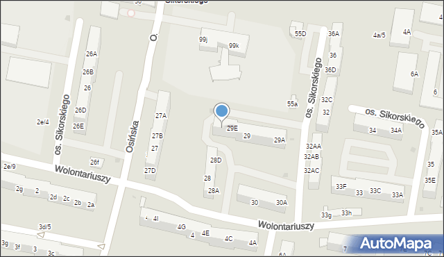 Żory, Osiedle Sikorskiego Władysława, gen., 29F, mapa Żor