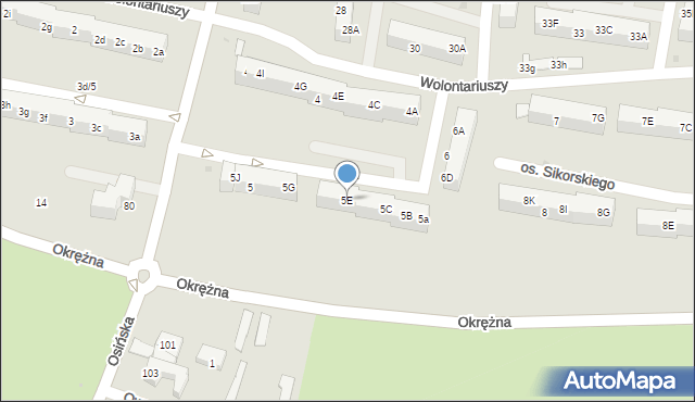 Żory, Osiedle Sikorskiego Władysława, gen., 5E, mapa Żor