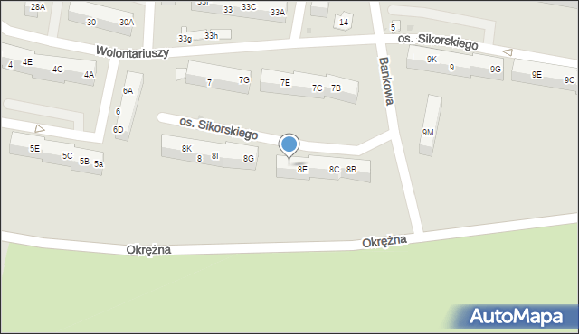 Żory, Osiedle Sikorskiego Władysława, gen., 8F, mapa Żor