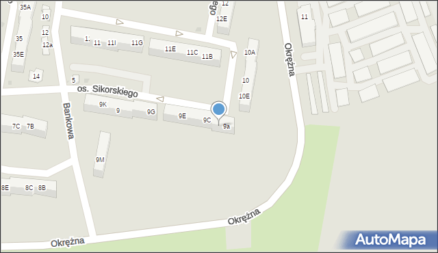 Żory, Osiedle Sikorskiego Władysława, gen., 9b, mapa Żor