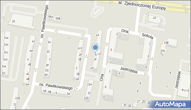 Żory, Osiedle Pawlikowskiego, 1, mapa Żor