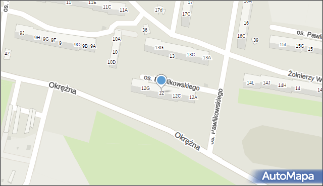 Żory, Osiedle Pawlikowskiego, 12, mapa Żor