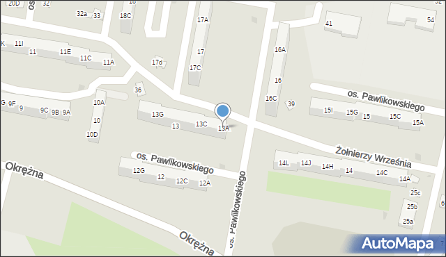 Żory, Osiedle Pawlikowskiego, 13A, mapa Żor