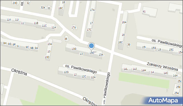 Żory, Osiedle Pawlikowskiego, 13C, mapa Żor