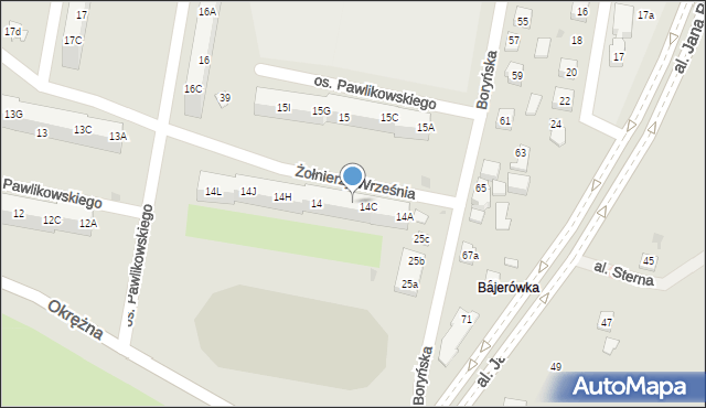 Żory, Osiedle Pawlikowskiego, 14D, mapa Żor