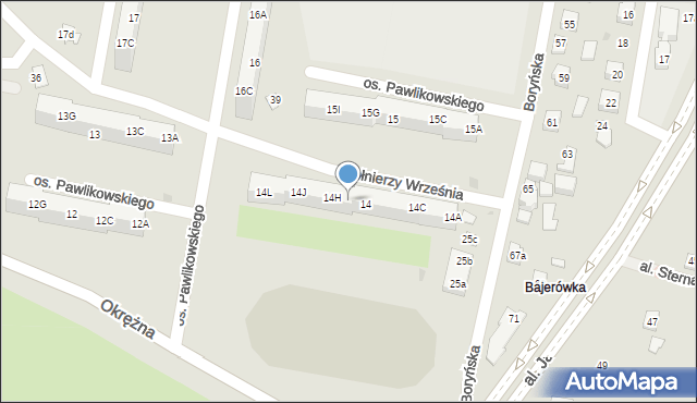 Żory, Osiedle Pawlikowskiego, 14G, mapa Żor