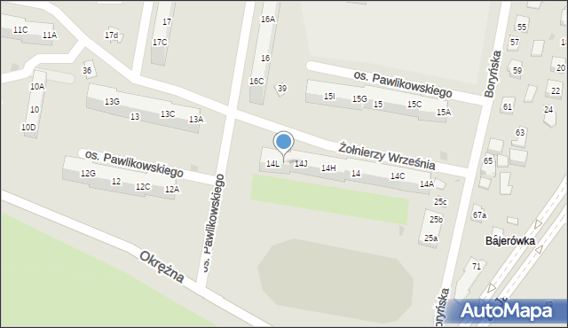Żory, Osiedle Pawlikowskiego, 14K, mapa Żor
