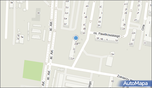 Żory, Osiedle Pawlikowskiego, 21E, mapa Żor