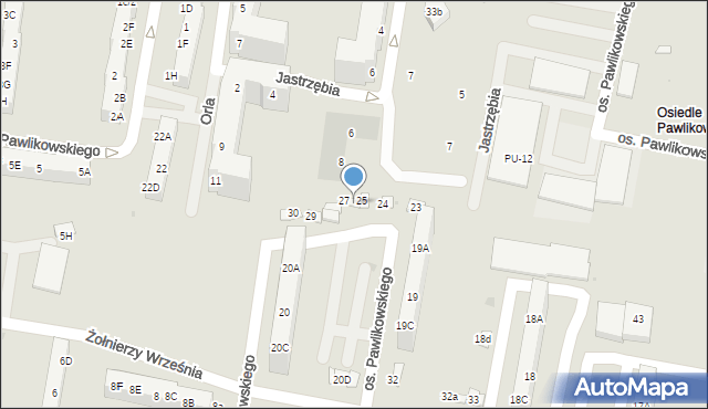 Żory, Osiedle Pawlikowskiego, 26, mapa Żor