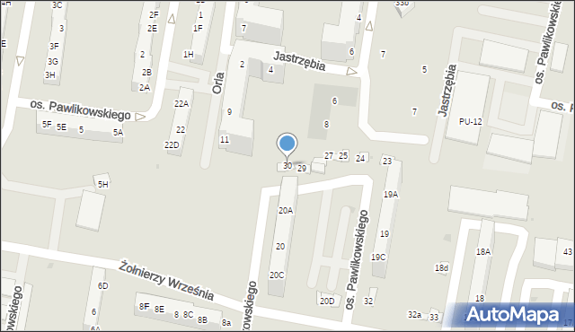 Żory, Osiedle Pawlikowskiego, 30, mapa Żor