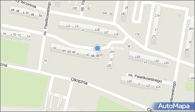 Żory, Osiedle Pawlikowskiego, 9A, mapa Żor