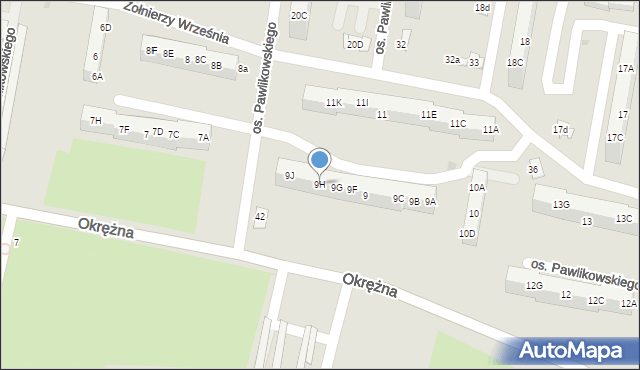 Żory, Osiedle Pawlikowskiego, 9H, mapa Żor