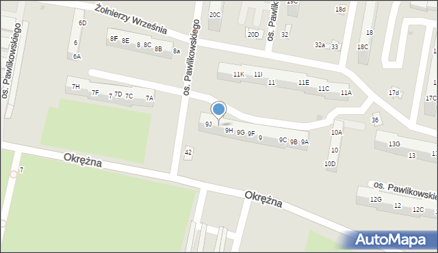 Żory, Osiedle Pawlikowskiego, 9I, mapa Żor