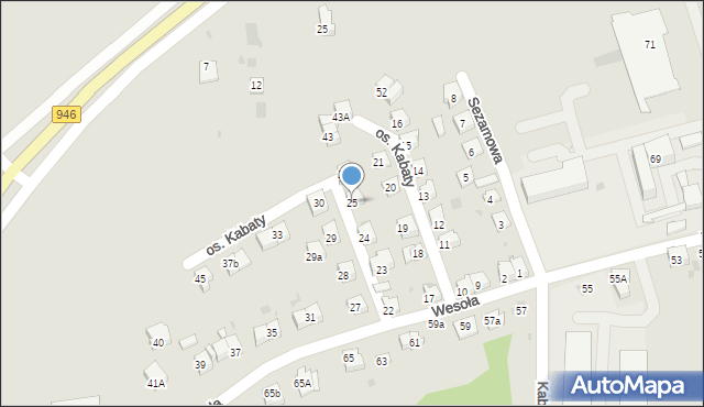Żywiec, Osiedle Kabaty, 25, mapa Żywiec