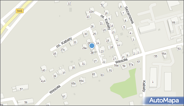 Żywiec, Osiedle Kabaty, 28, mapa Żywiec