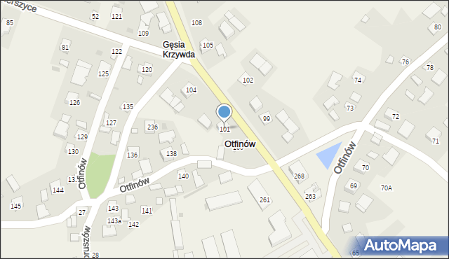 Otfinów, Otfinów, 101, mapa Otfinów