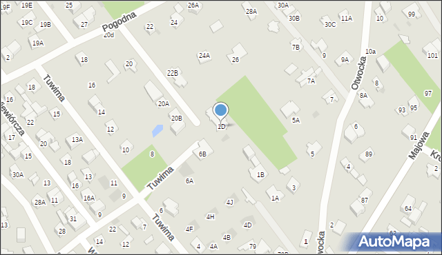 Otwock, Otwocka, 1D, mapa Otwock