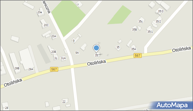 Płock, Otolińska, 33, mapa Płock