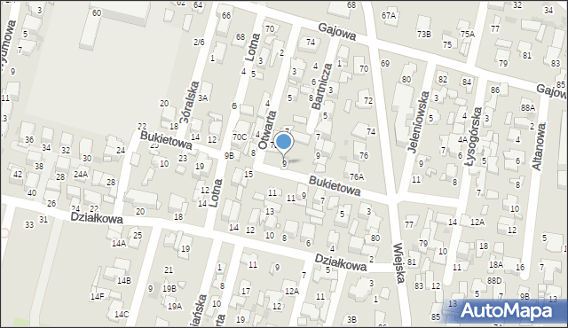 Radom, Otwarta, 9, mapa Radomia