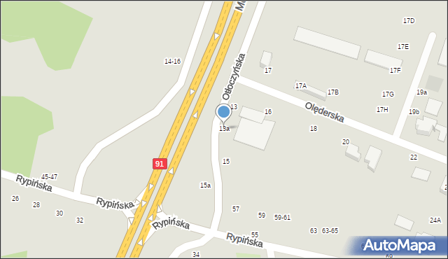 Toruń, Otłoczyńska, 13a, mapa Torunia