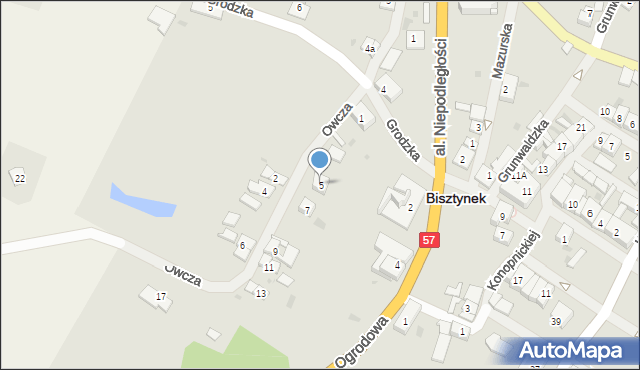 Bisztynek, Owcza, 5, mapa Bisztynek