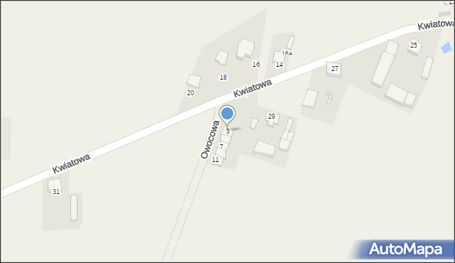 Brodowo, Owocowa, 3, mapa Brodowo